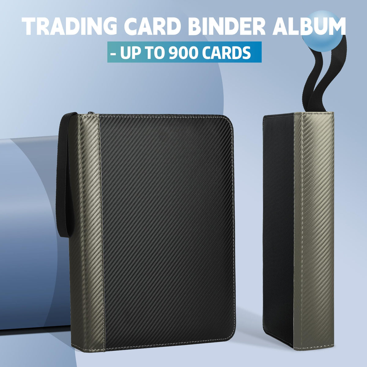 9 Pockets Trading Card Binder with Sleeves Card Organizer, 900 Double Sided Pocket PU Card Collection Binder, Baseball Binder,for Sports Card, MTG, TCG Yugioh Card (Blue)