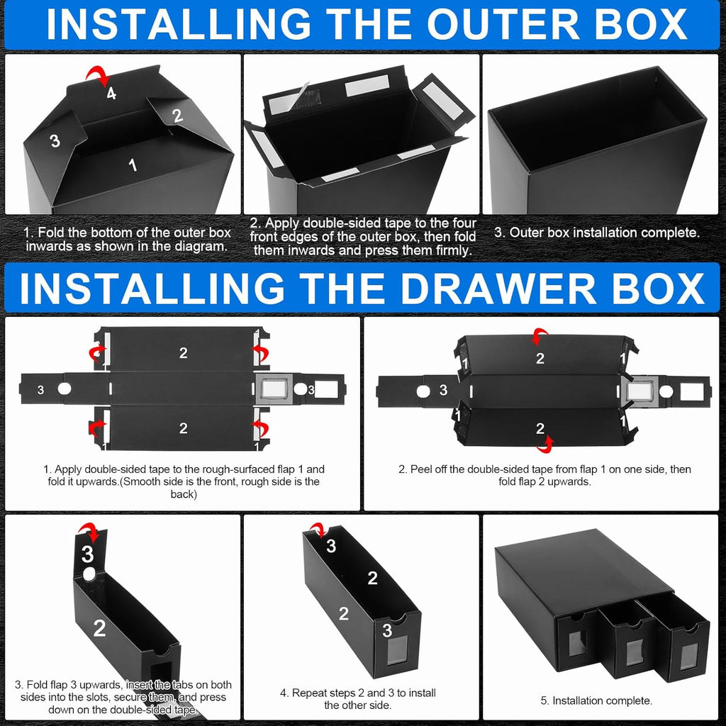Trading Card Storage Box for Commander Display, 9000+ Trading Card Organizer, Card Deck Box Cardboard with 48 Dividers, Labels & Tapes, Compatible with TCG, PTCG, MTG and Sport Cards