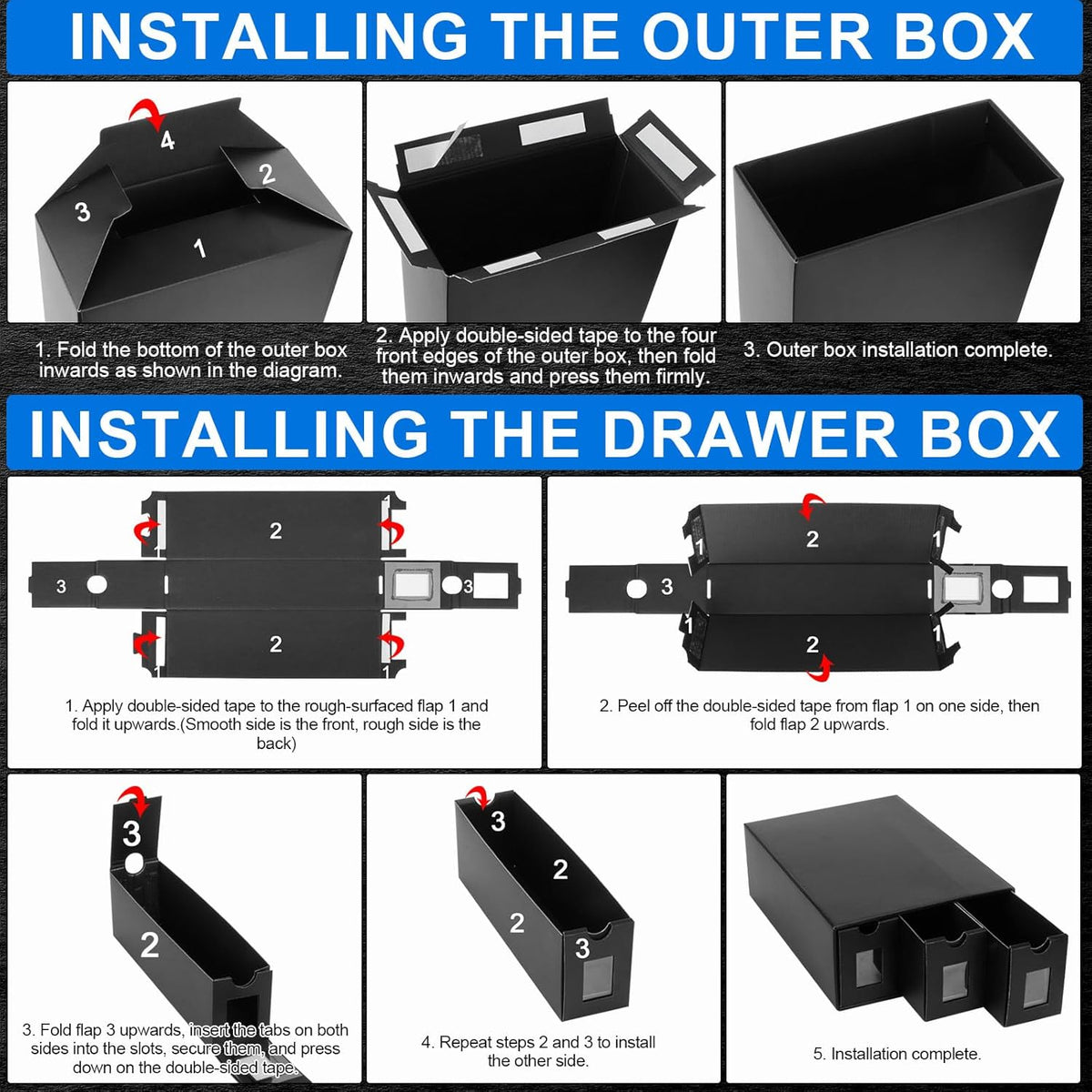 Trading Card Storage Box for Commander Display, 9000+ Trading Card Organizer, Card Deck Box Cardboard with 48 Dividers, Labels & Tapes, Compatible with TCG, PTCG, MTG and Sport Cards