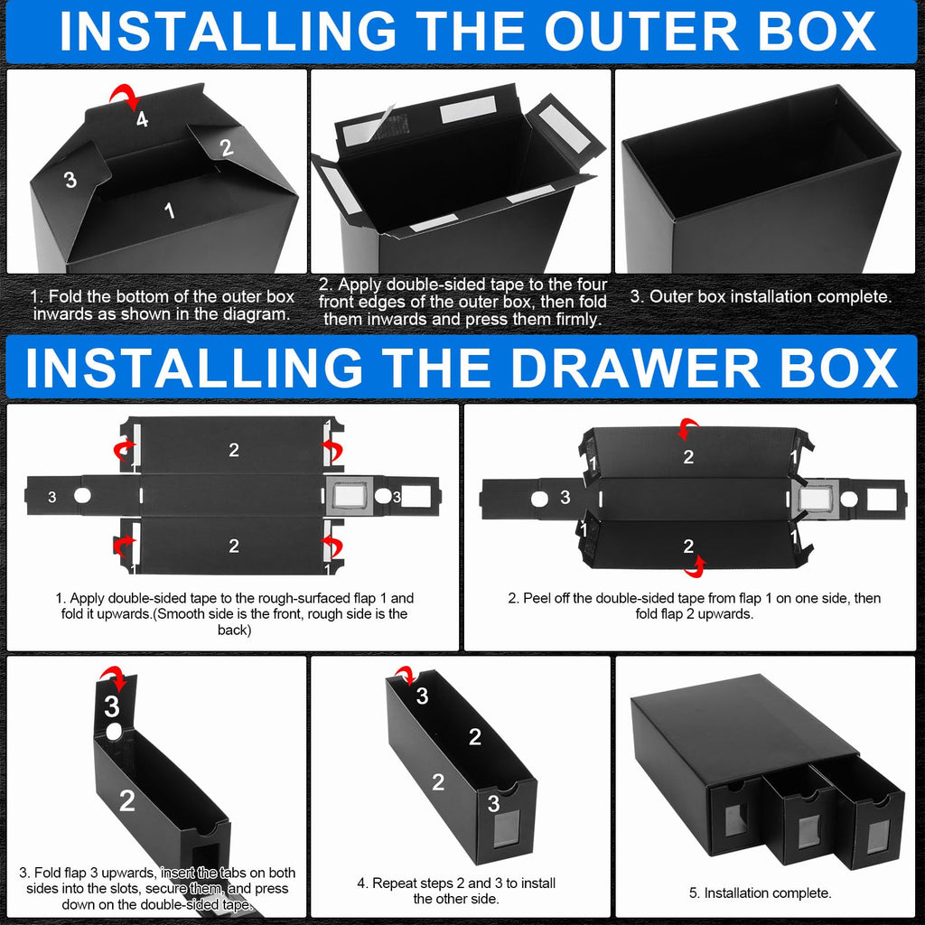 Trading Card Storage Box for Commander Display, 9000+ Trading Card Organizer, Card Deck Box Cardboard with 48 Dividers, Labels & Tapes, Compatible with TCG, PTCG, MTG and Sport Cards