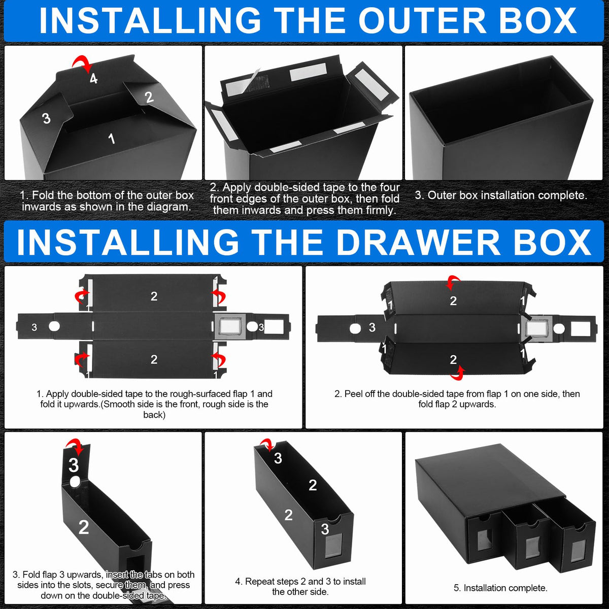 Trading Card Storage Box for Commander Display, 9000+ Trading Card Organizer, Card Deck Box Cardboard with 48 Dividers, Labels & Tapes, Compatible with TCG, PTCG, MTG and Sport Cards