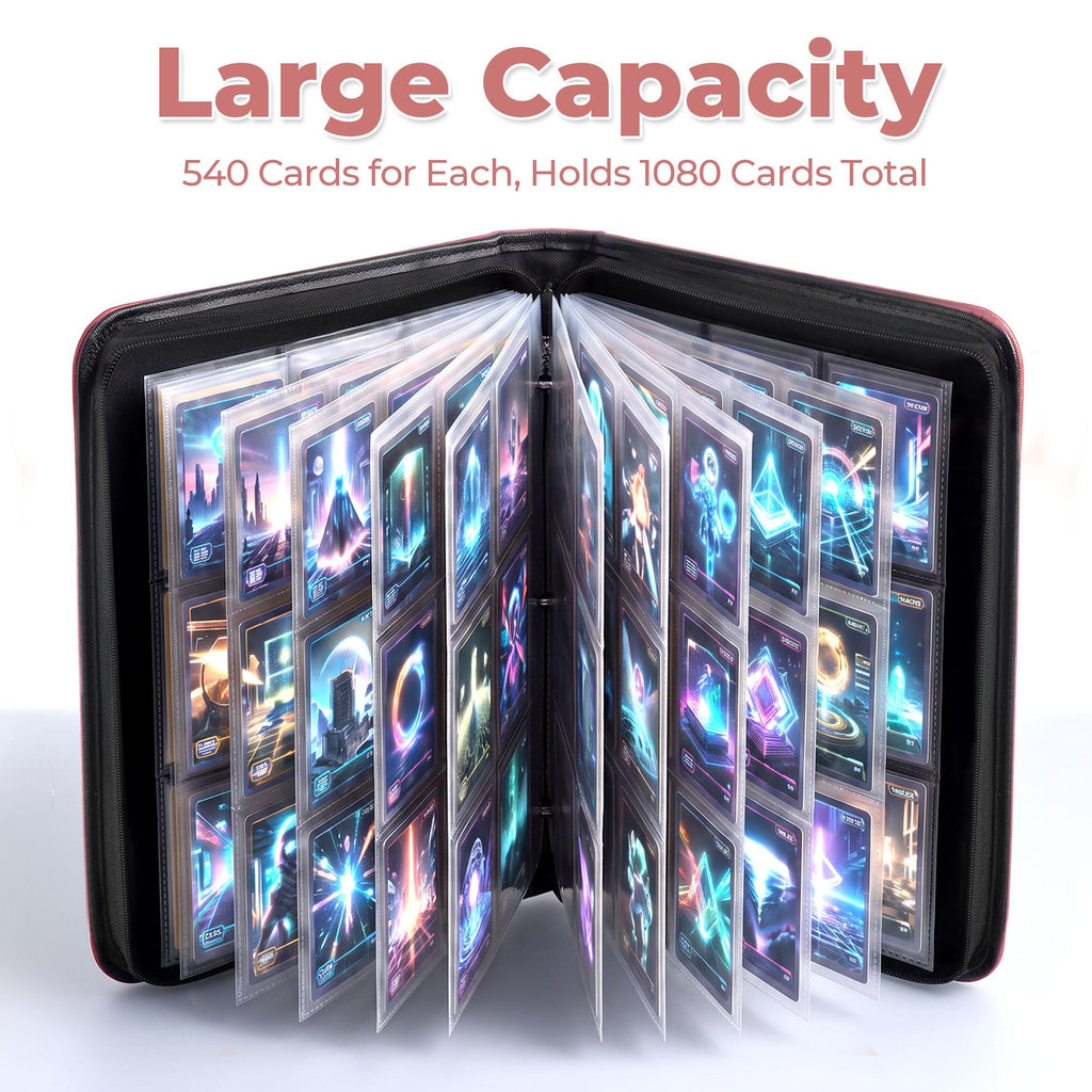 Card Binder 2 Pack, Holds 540 Cards for Each, 500 Card Sleeves INCLUDED