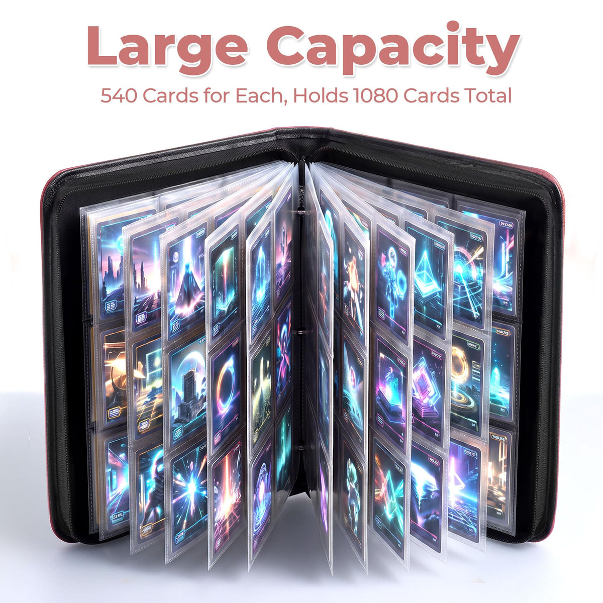Card Binder 2 Pack, Holds 540 Cards for Each, 500 Card Sleeves INCLUDED