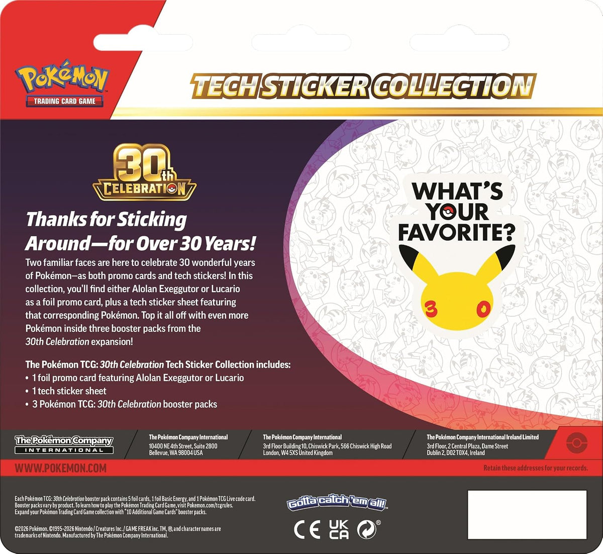 Pokemon TCG: 30th Celebration Tech Sticker Collection - Lucario