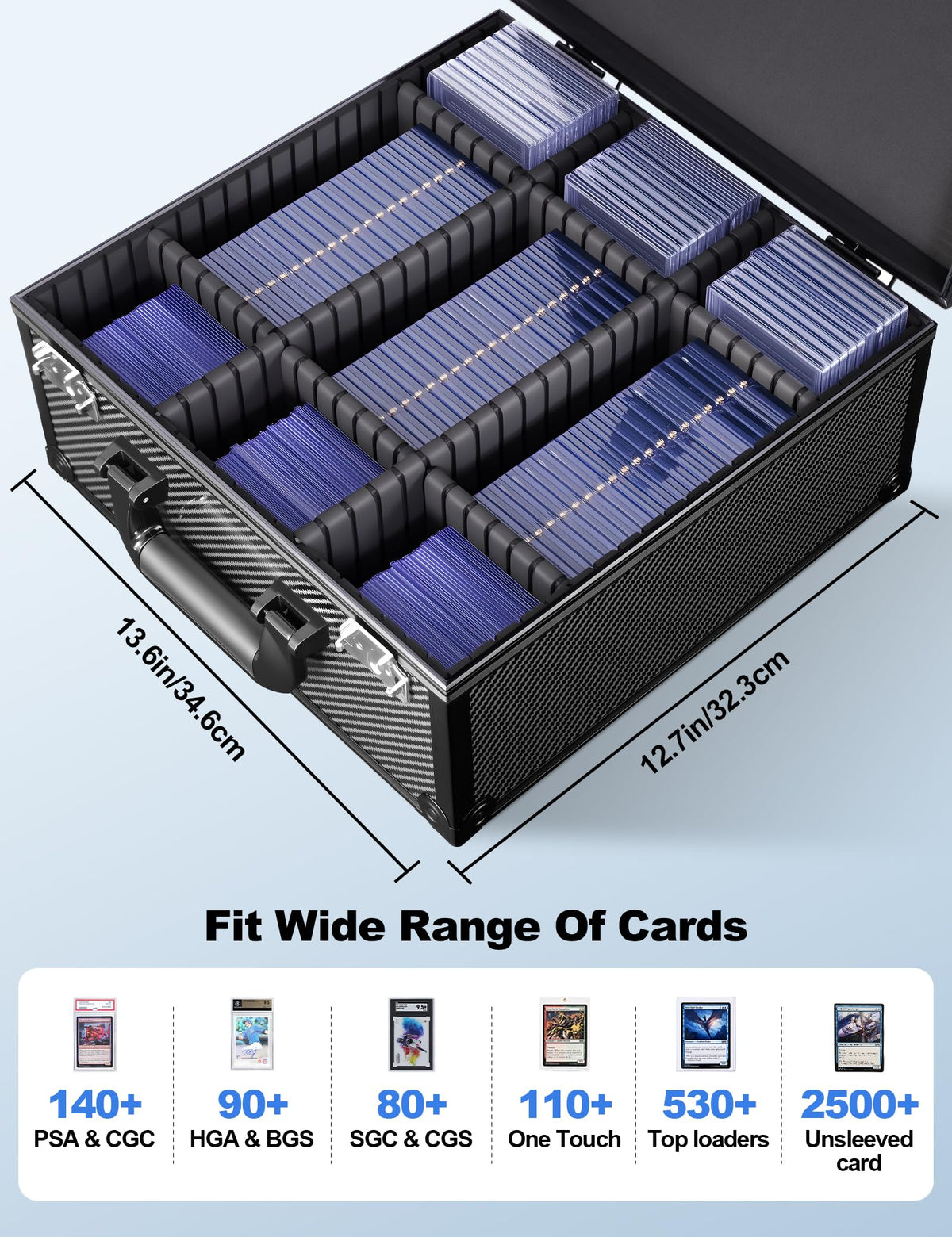 Black Graded Card Storage Box, TSA Lock Slab Case, Display Window