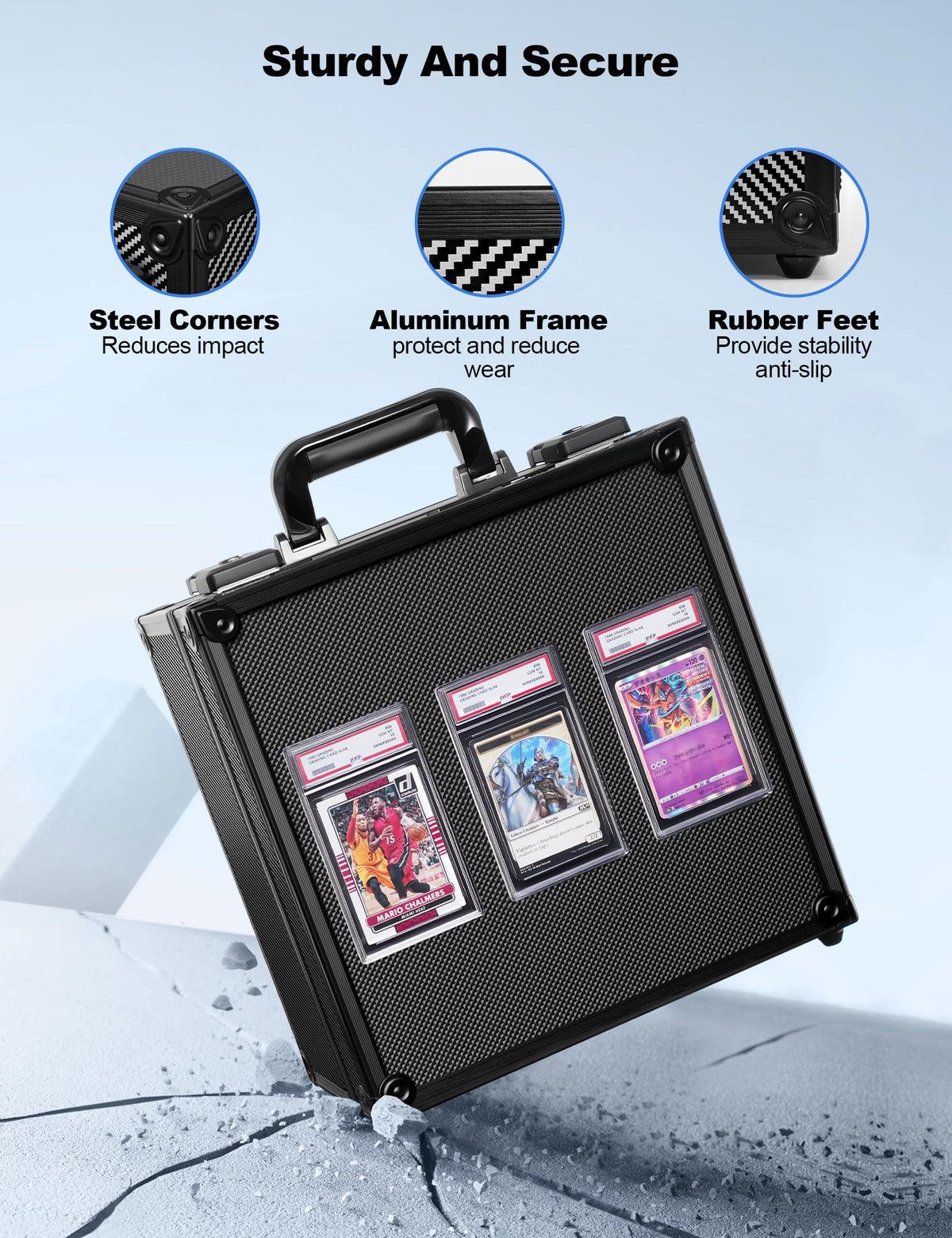 Black Graded Card Storage Box, TSA Lock Slab Case, Display Window
