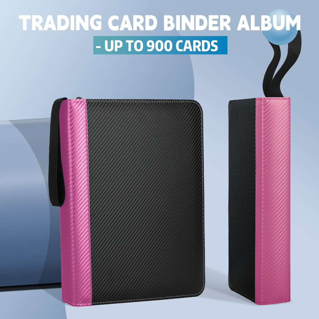 9 Pockets Trading Card Binder with Sleeves Card Organizer, 900 Double Sided Pocket PU Card Collection Binder, Baseball Binder,for Sports Card, MTG, TCG Yugioh Card (Blue)