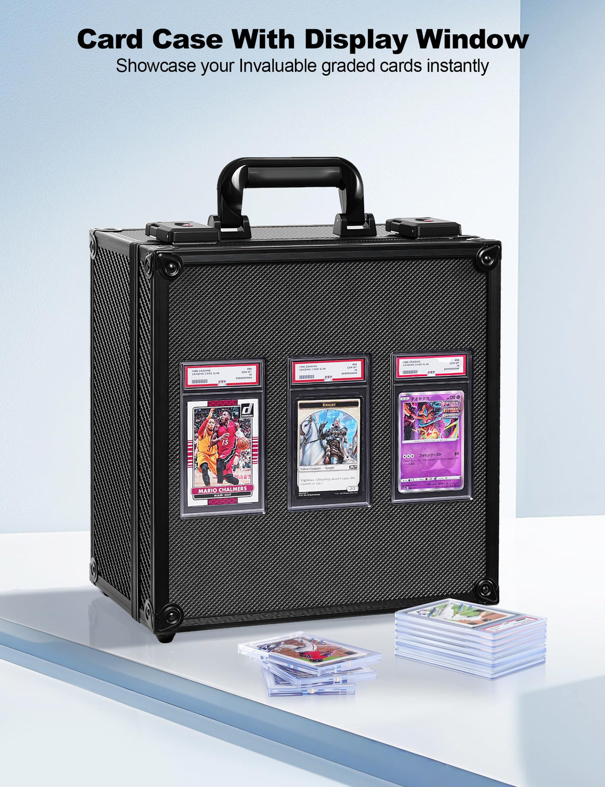 Black Graded Card Storage Box, TSA Lock Slab Case, Display Window