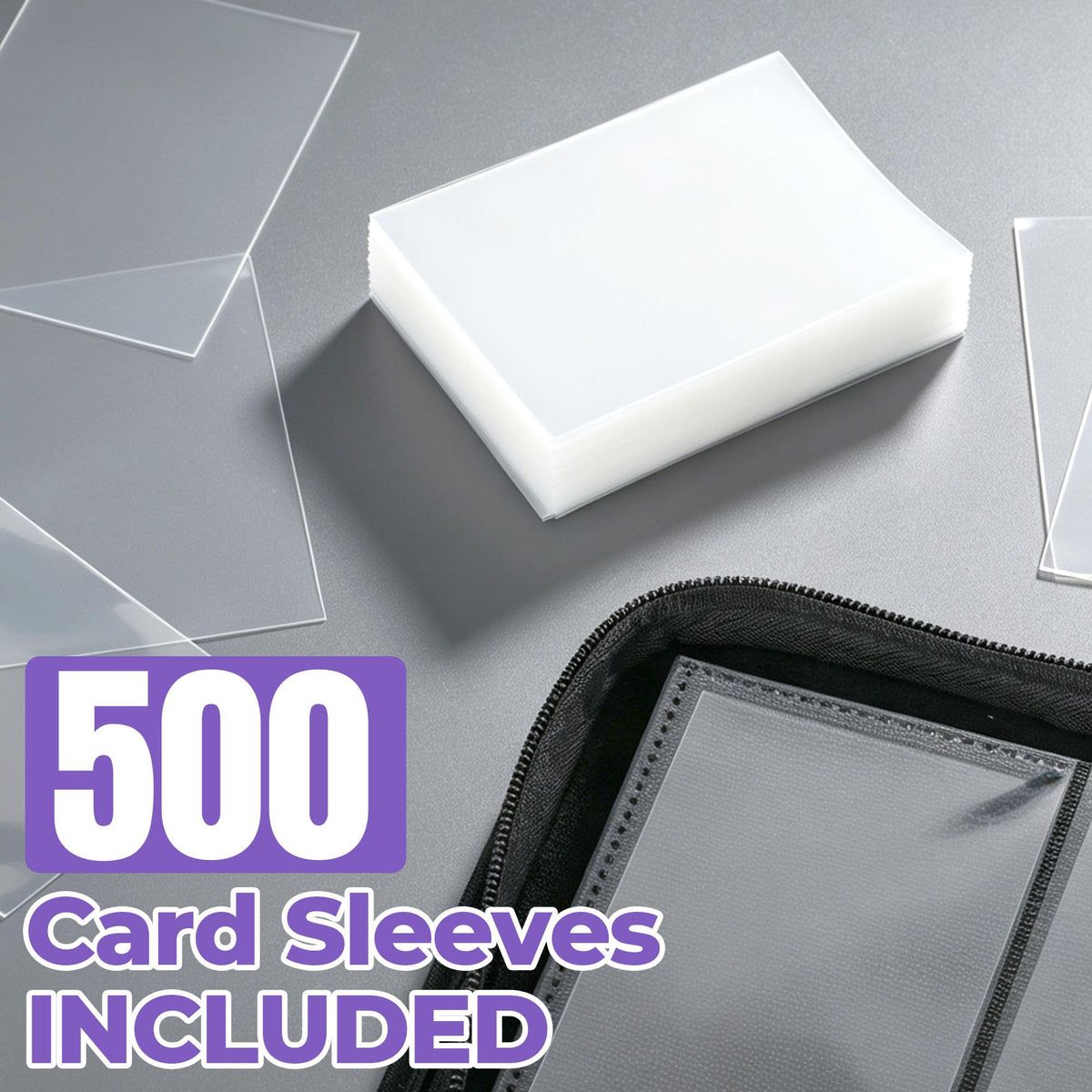 Card Binder 2 Pack, Holds 540 Cards for Each, 500 Card Sleeves INCLUDED