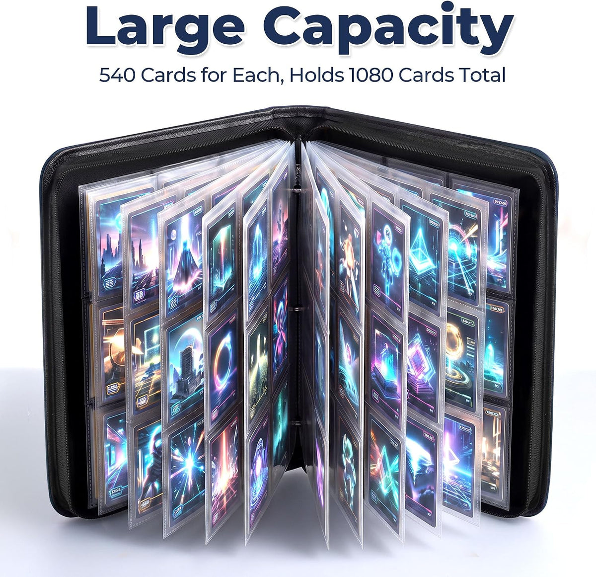 Card Binder 2 Pack, Holds 540 Cards for Each, 500 Card Sleeves INCLUDED