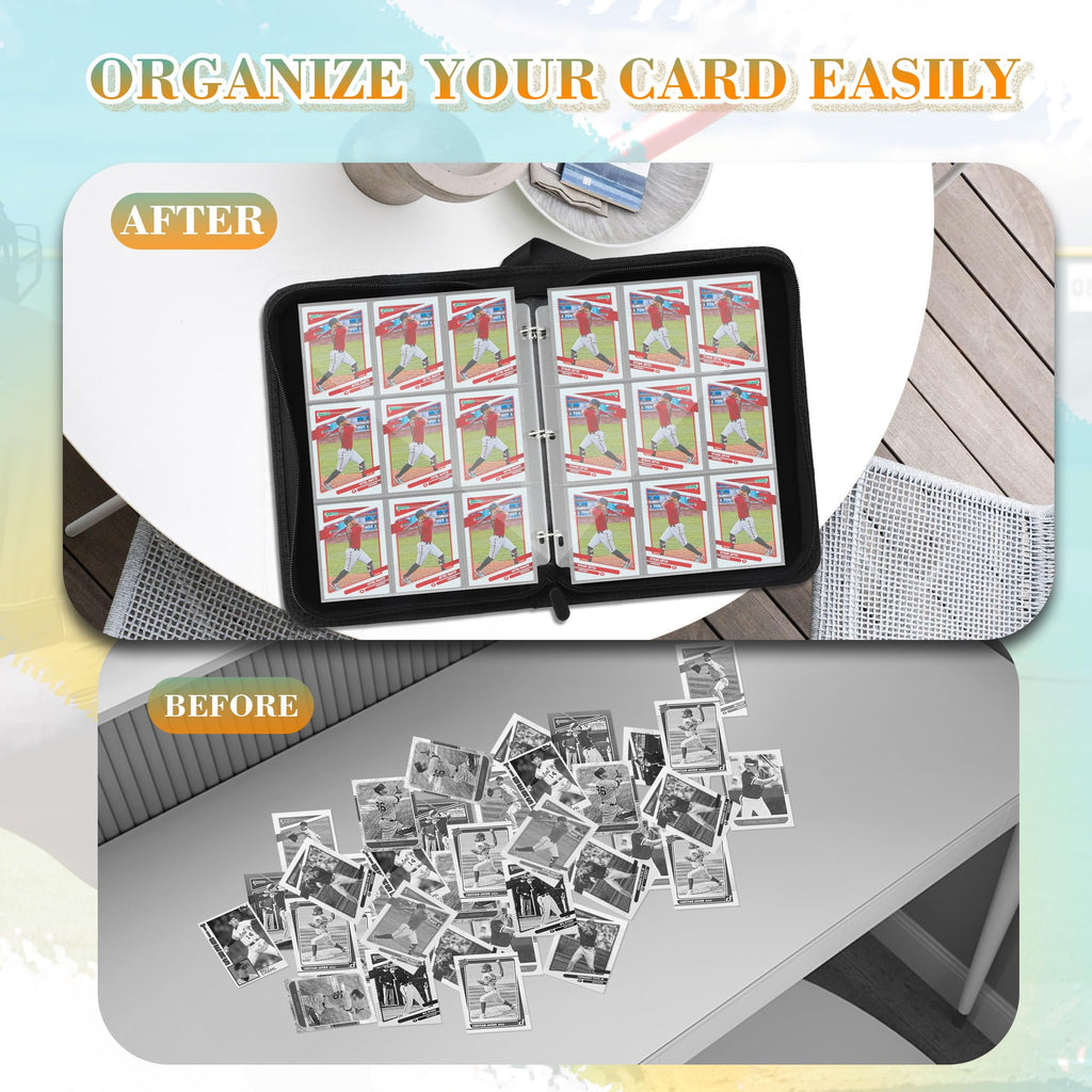 9 Pockets Trading Card Binder with Sleeves Card Organizer, 900 Double Sided Pocket PU Card Collection Binder, Baseball Binder,for Sports Card, MTG, TCG Yugioh Card (Blue)