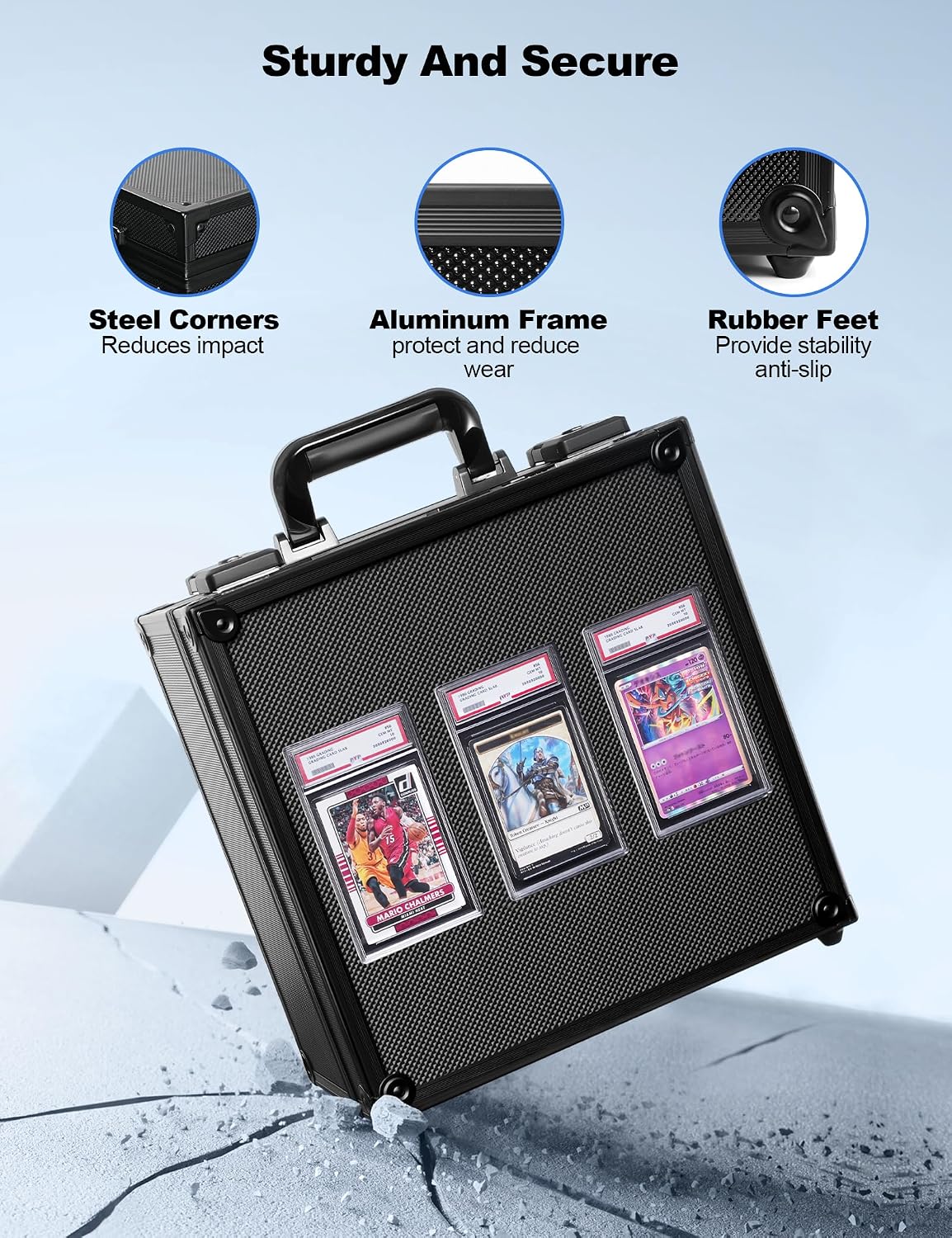 Black Graded Card Storage Box, TSA Lock Slab Case, Display Window