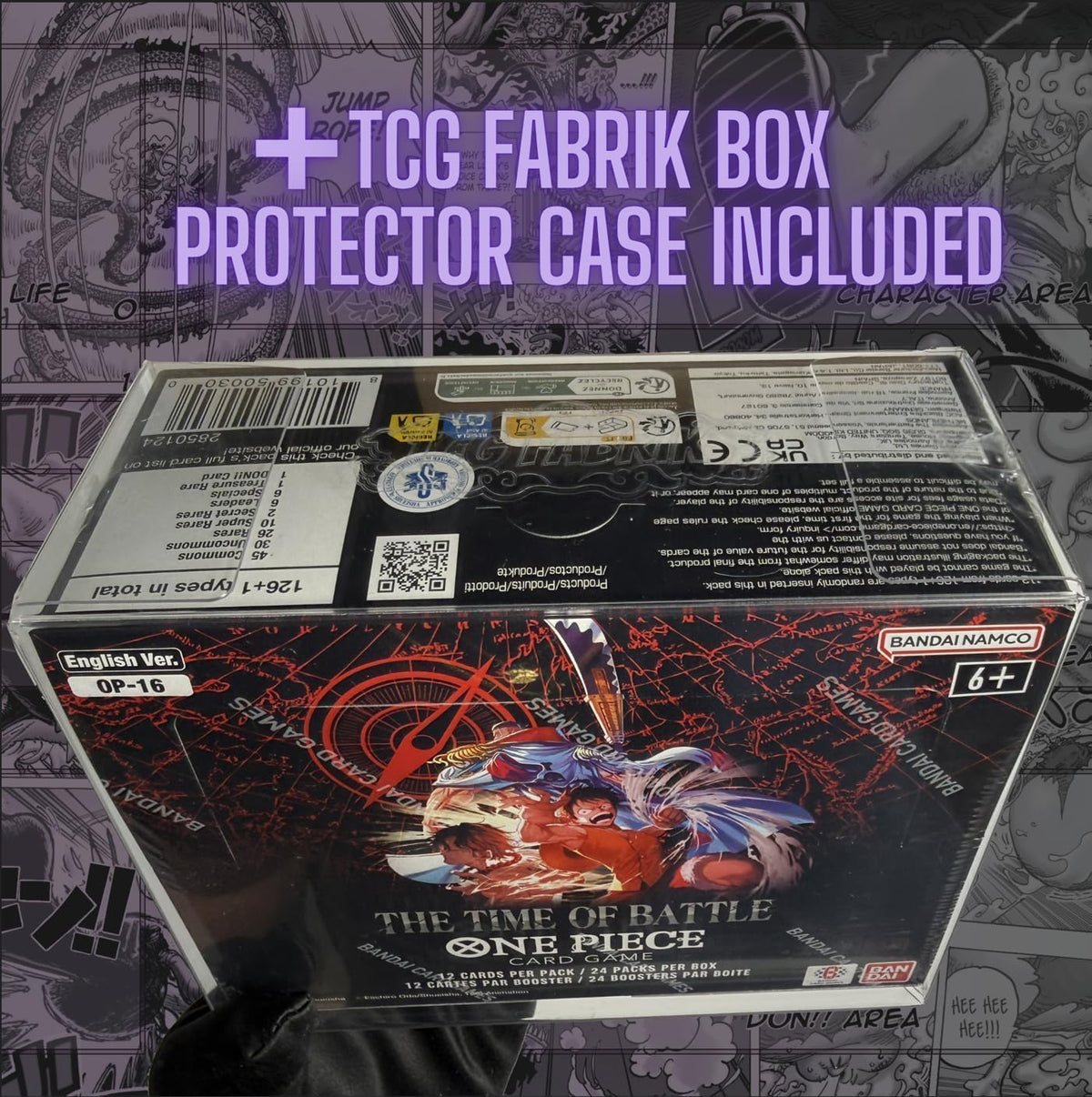 OP16 The Time of Battle Booster Box English OP-16 Booster Box Display Factory Sealed for OP16 Paramount War Theme One Piece Cards English TCG (24 Packs) + Custom TCG Fabrik Don Card