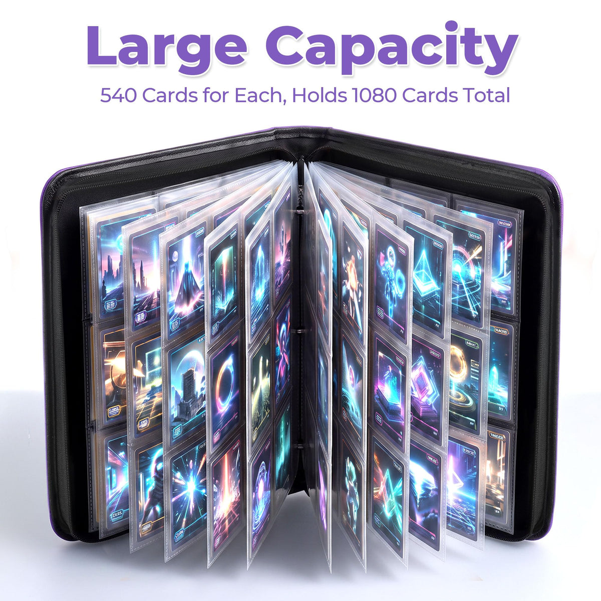 Card Binder 2 Pack, Holds 540 Cards for Each, 500 Card Sleeves INCLUDED