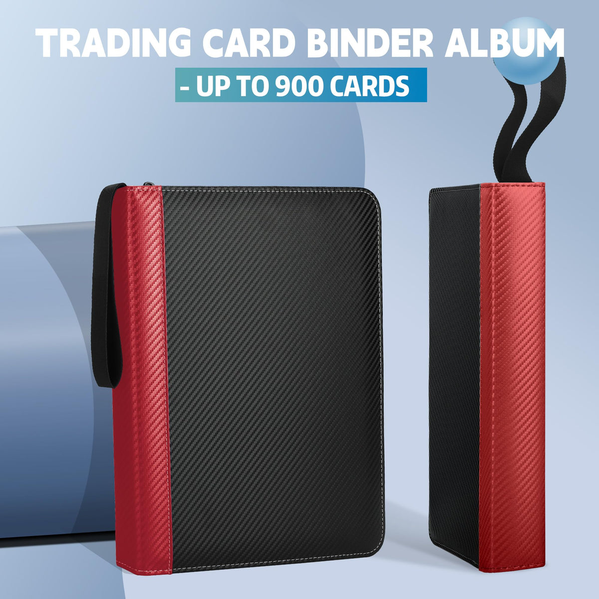 9 Pockets Trading Card Binder with Sleeves Card Organizer, 900 Double Sided Pocket PU Card Collection Binder, Baseball Binder,for Sports Card, MTG, TCG Yugioh Card (Blue)