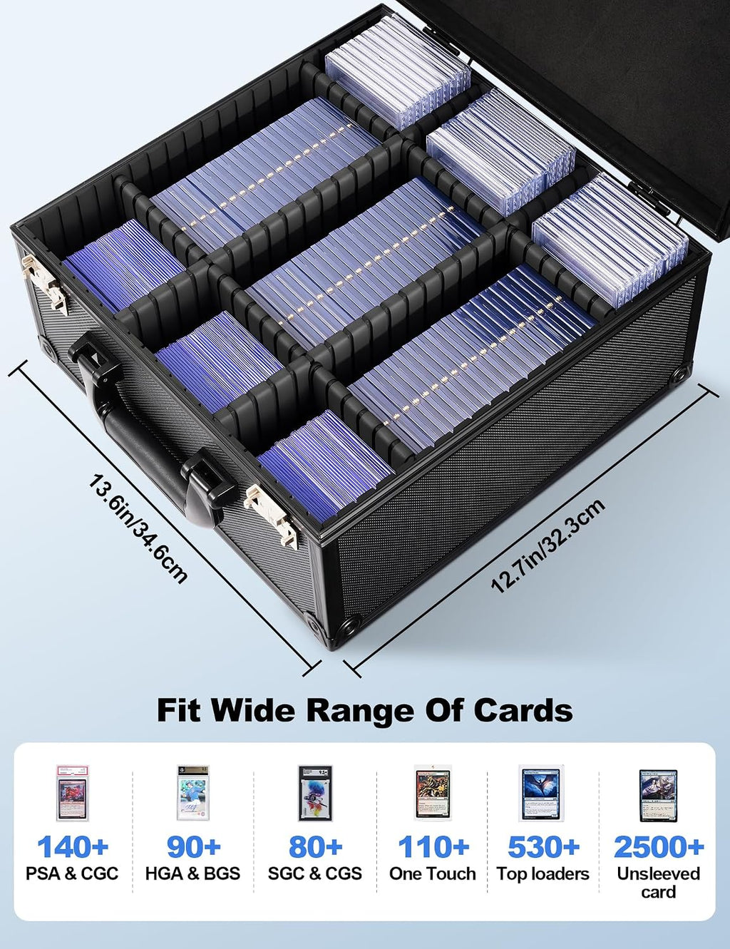 Black Graded Card Storage Box, TSA Lock Slab Case, Display Window