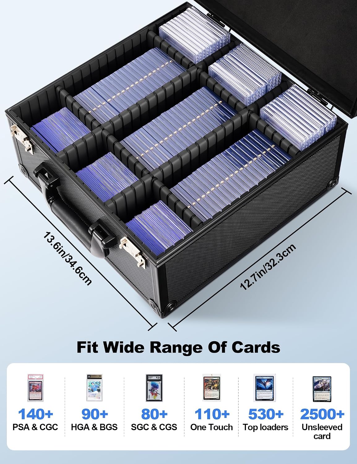 Black Graded Card Storage Box, TSA Lock Slab Case, Display Window