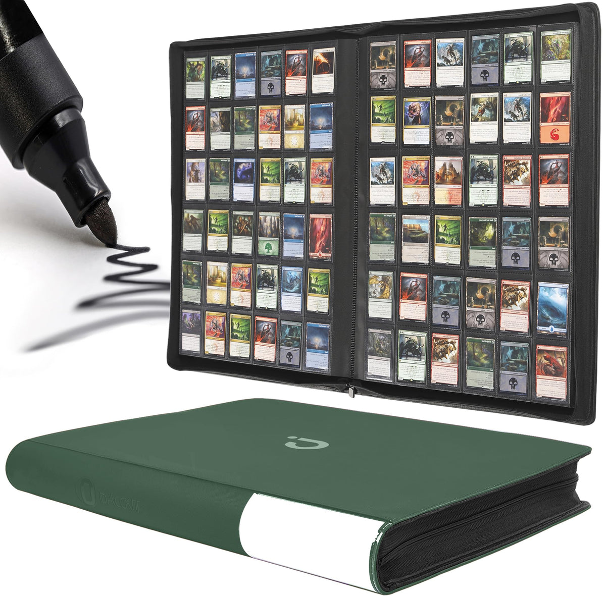 D DACCKIT 3600 Pockets Card Binder，Premium Large 36-Pocke Ringless Trading Card Album - Side Loading UltraSonic-363600 Tech Zip Binder for TCG（Classic Black）