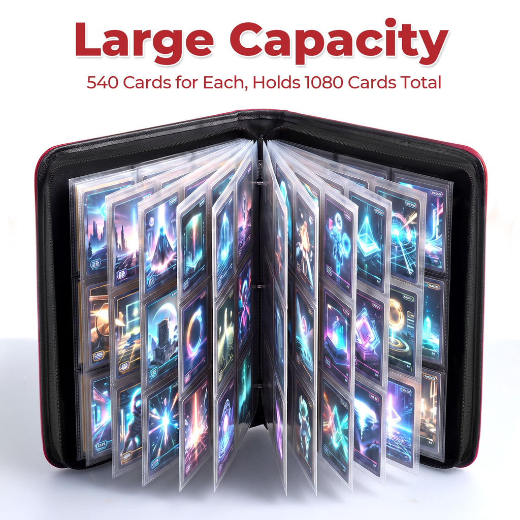 Card Binder 2 Pack, Holds 540 Cards for Each, 500 Card Sleeves INCLUDED