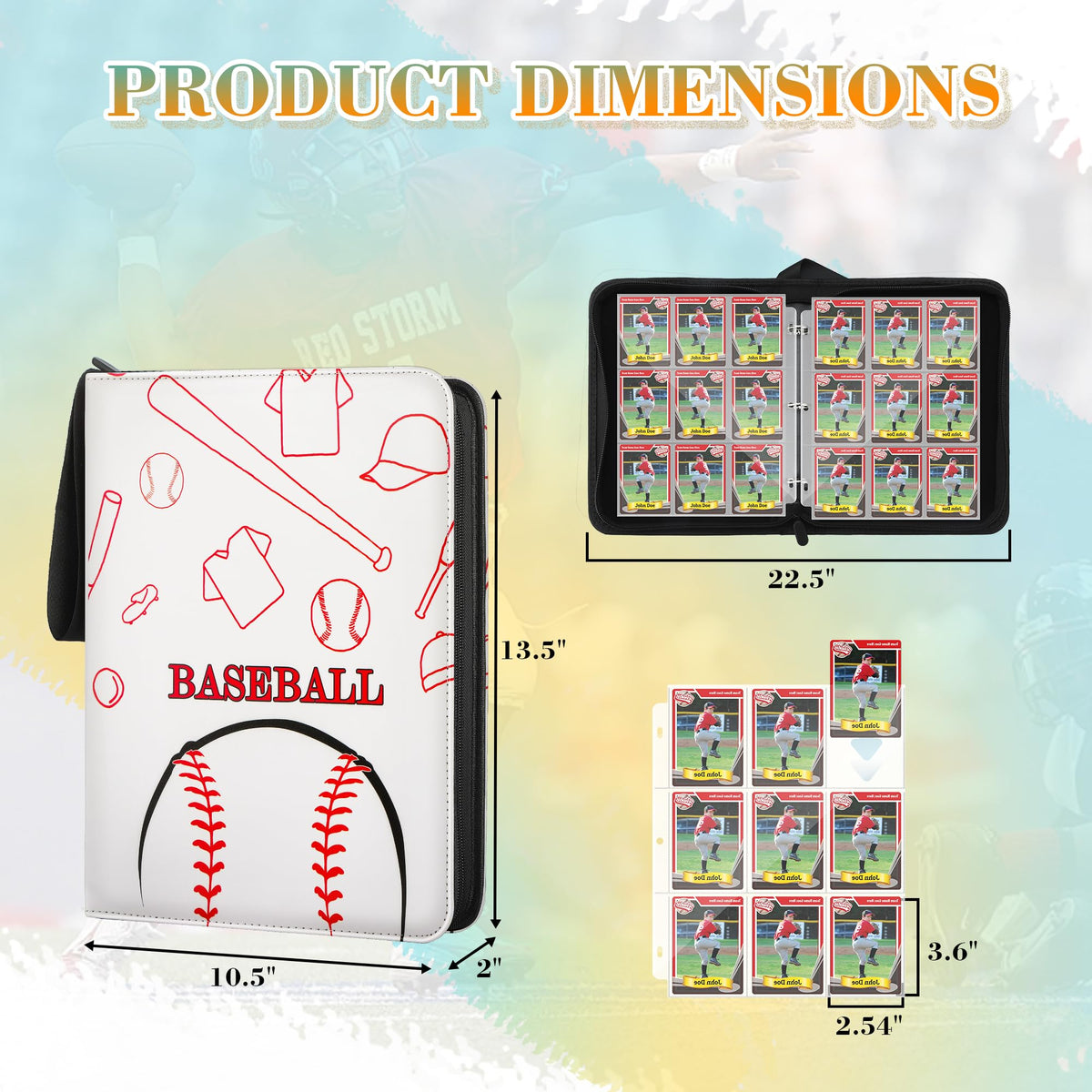 9 Pockets Trading Card Binder with Sleeves Card Organizer, 900 Double Sided Pocket PU Card Collection Binder, Baseball Binder,for Sports Card, MTG, TCG Yugioh Card (Blue)