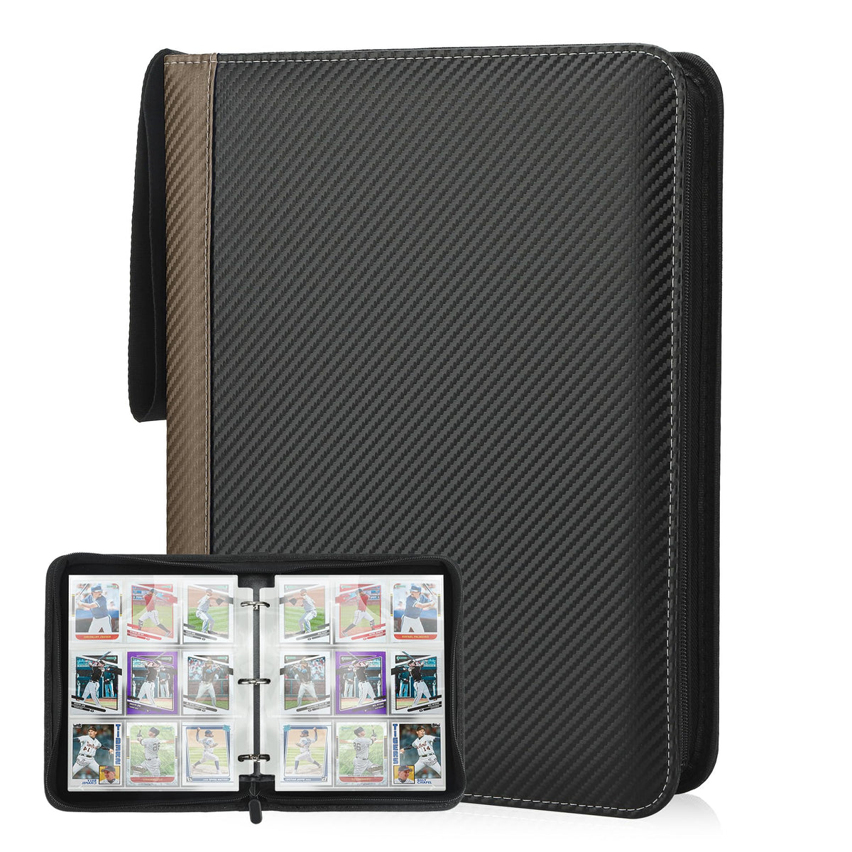 9 Pockets Trading Card Binder with Sleeves Card Organizer, 900 Double Sided Pocket PU Card Collection Binder, Baseball Binder,for Sports Card, MTG, TCG Yugioh Card (Blue)