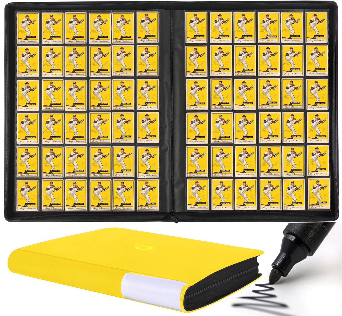 D DACCKIT 3600 Pockets Card Binder，Premium Large 36-Pocke Ringless Trading Card Album - Side Loading UltraSonic-363600 Tech Zip Binder for TCG（Classic Black）