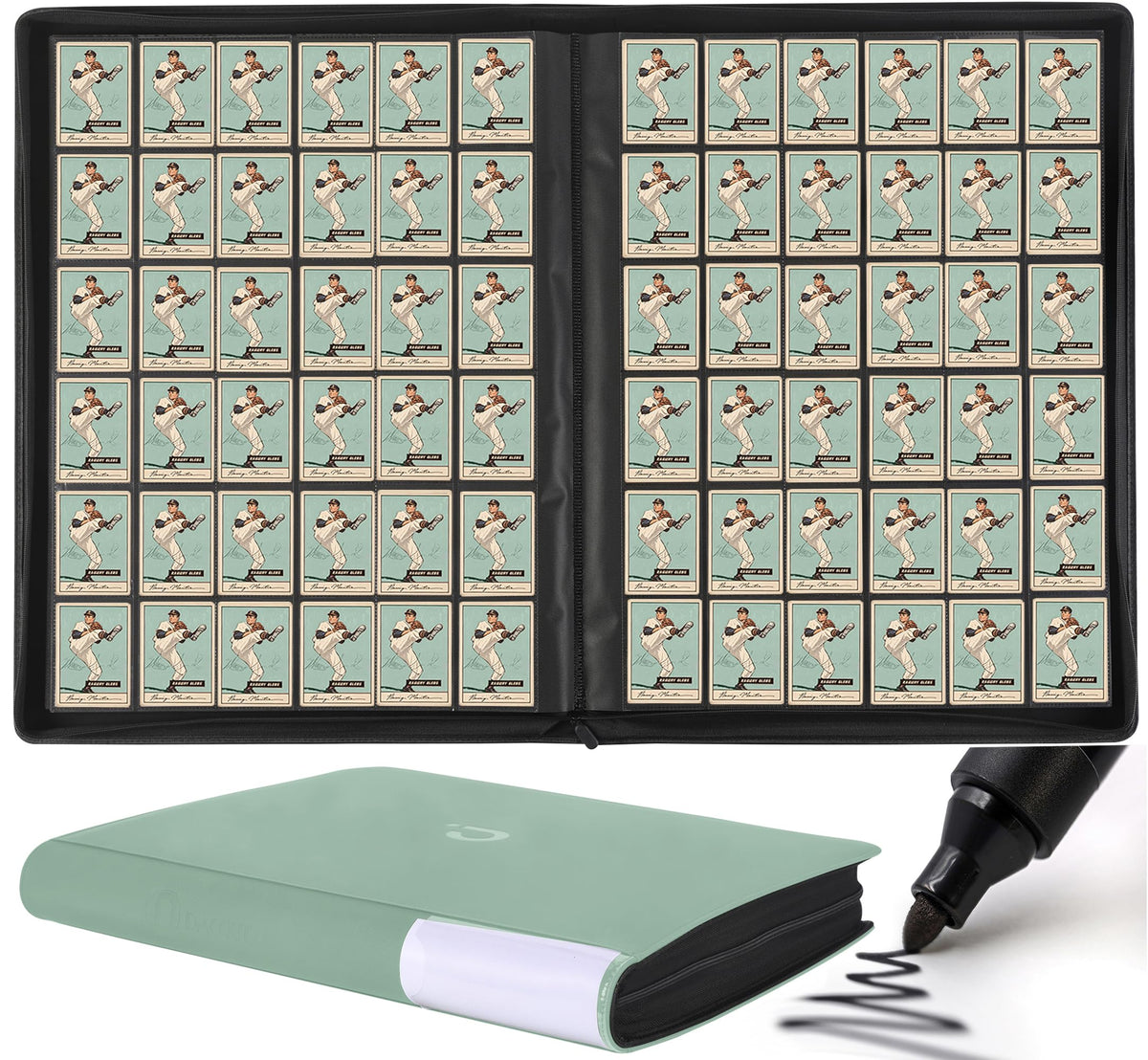 D DACCKIT 3600 Pockets Card Binder，Premium Large 36-Pocke Ringless Trading Card Album - Side Loading UltraSonic-363600 Tech Zip Binder for TCG（Classic Black）