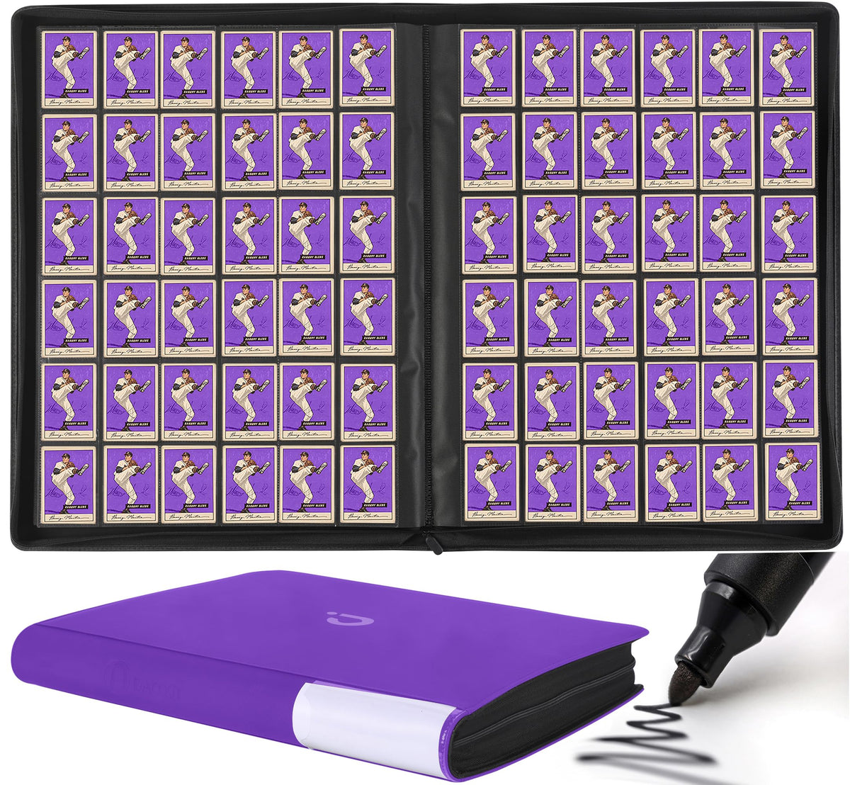 D DACCKIT 3600 Pockets Card Binder，Premium Large 36-Pocke Ringless Trading Card Album - Side Loading UltraSonic-363600 Tech Zip Binder for TCG（Classic Black）