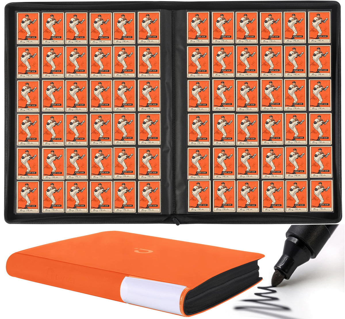 D DACCKIT 3600 Pockets Card Binder，Premium Large 36-Pocke Ringless Trading Card Album - Side Loading UltraSonic-363600 Tech Zip Binder for TCG（Classic Black）