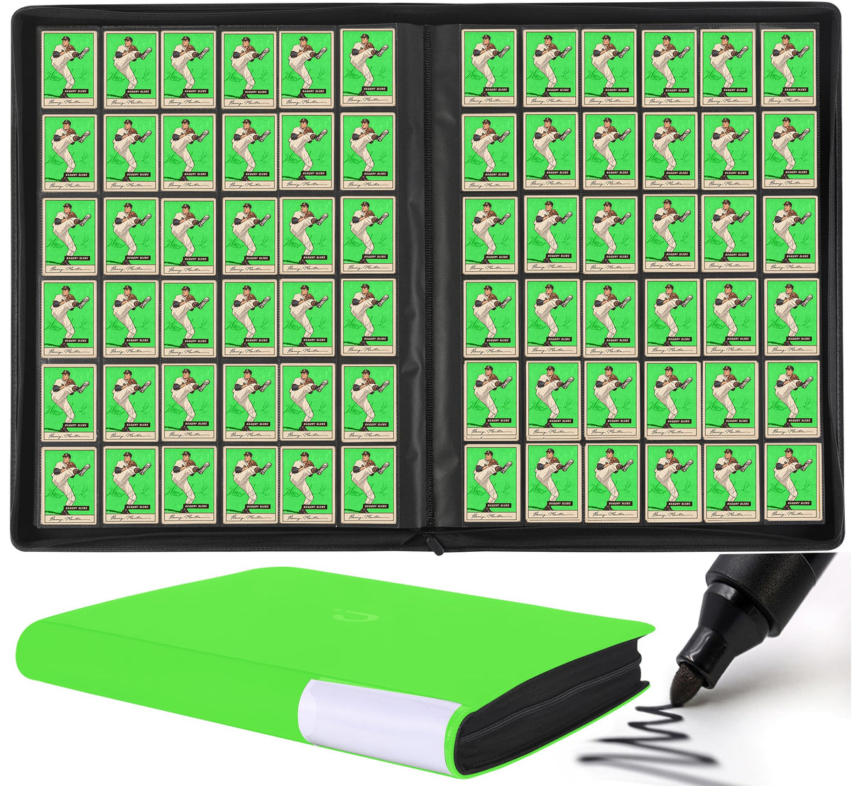 D DACCKIT 3600 Pockets Card Binder，Premium Large 36-Pocke Ringless Trading Card Album - Side Loading UltraSonic-363600 Tech Zip Binder for TCG（Classic Black）