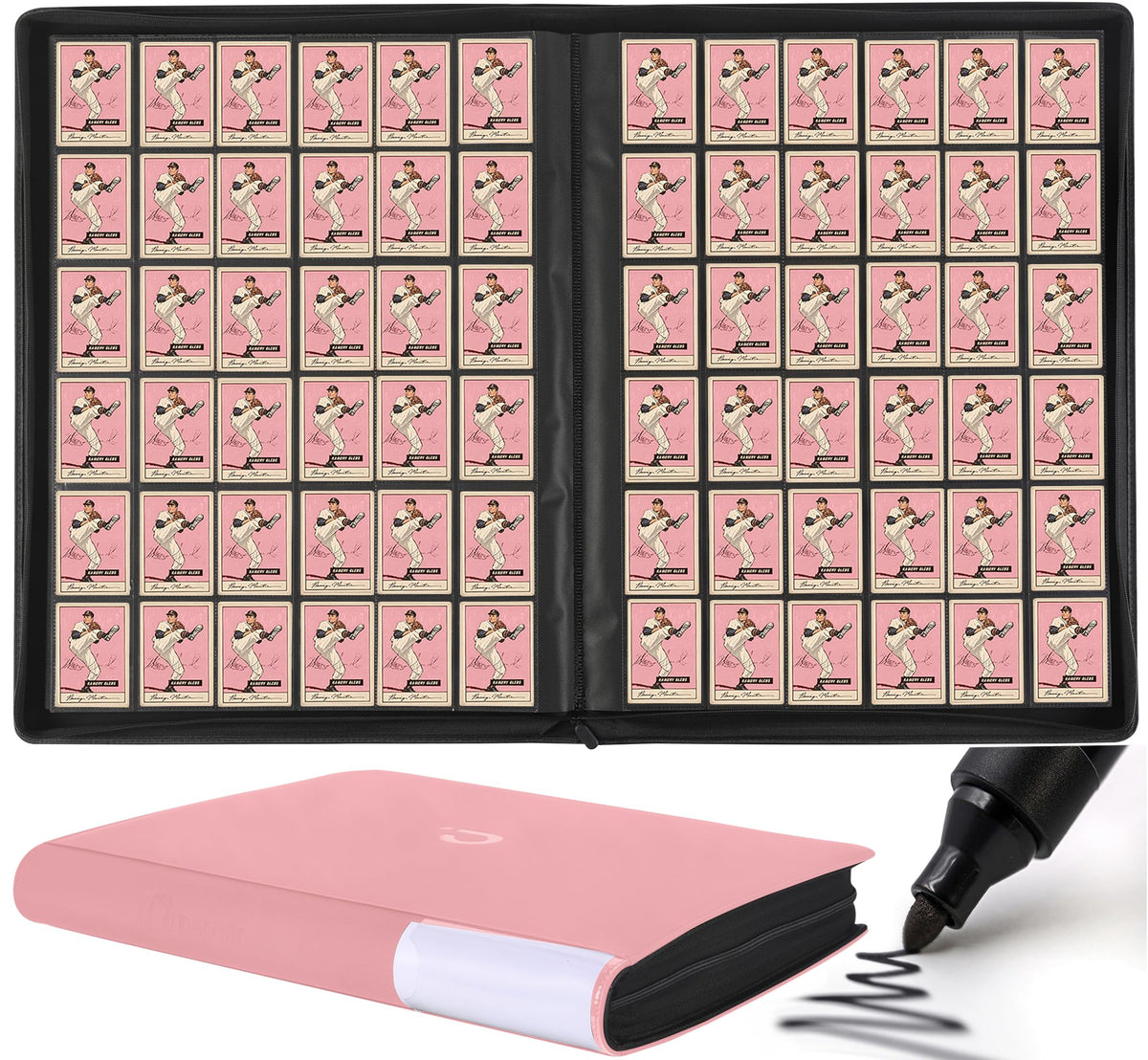 D DACCKIT 3600 Pockets Card Binder，Premium Large 36-Pocke Ringless Trading Card Album - Side Loading UltraSonic-363600 Tech Zip Binder for TCG（Classic Black）