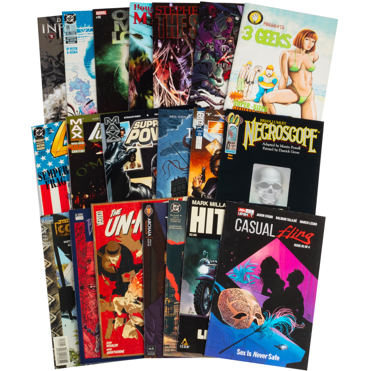 DC Marvel 18+ Comic Book Value Gift Pack- 10 Different Adult/Mature Content Comics from Vertigo, Max, and Independent Publishers - No Dupes or Fillers, Top Artists - Great for Graphic Novel & Art Fans